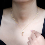 Lab Grown Diamond Double Cross Necklace 925 Sterling Silver