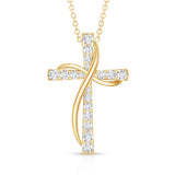 Lab Grown Diamond Double Cross Necklace 925 Sterling Silver