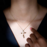 Lab Grown Diamond Designer Catholic Cross Necklace 925 Sterling Silver