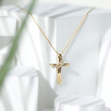 Lab Grown Diamond Designer Catholic Cross Necklace 925 Sterling Silver
