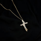 Lab Grown Diamond Designer Catholic Cross Necklace 925 Sterling Silver