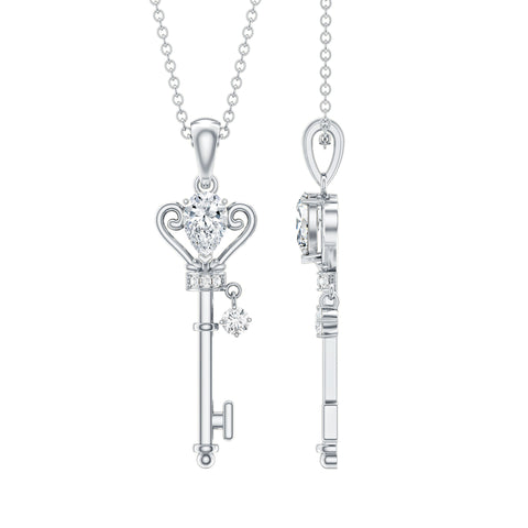 dailyjewelry-Wholesalekings-lab grown diamond key charm necklace 925 sterling silver