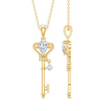 Lab Grown Diamond Key Charm Necklace 925 Sterling Silver