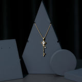 Lab Grown Diamond Key Charm Necklace 925 Sterling Silver
