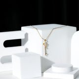 Lab Grown Diamond Key Charm Necklace 925 Sterling Silver