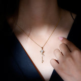 Lab Grown Diamond Key Charm Necklace 925 Sterling Silver