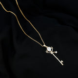 Lab Grown Diamond Key Charm Necklace 925 Sterling Silver
