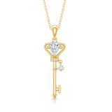 Lab Grown Diamond Key Charm Necklace 925 Sterling Silver
