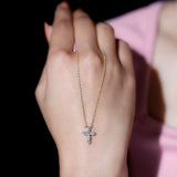 Lab Grown Diamond Religious Cross Pendant Necklace 925 Sterling Silver