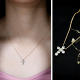 Lab Grown Diamond Religious Cross Pendant Necklace 925 Sterling Silver