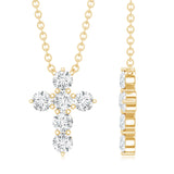 Lab Grown Diamond Religious Cross Pendant Necklace 925 Sterling Silver