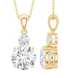 Lab Grown Diamond 2 Stone Necklace 925 Sterling Silver