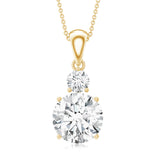 Lab Grown Diamond 2 Stone Necklace 925 Sterling Silver