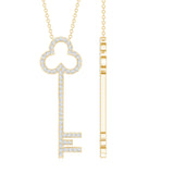 Lab Grown Diamond Key Necklace For Women 925 Sterling Silver