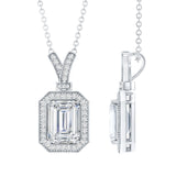 dailyjewelry-Wholesalekings-emerald cut lab grown diamond halo necklace 925 sterling silver