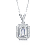dailyjewelry-Wholesalekings-emerald cut lab grown diamond halo necklace 925 sterling silver