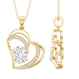 Lab Grown Diamond Heart Designer Necklace 925 Sterling Silver