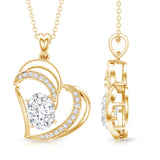 Lab Grown Diamond Heart Designer Necklace 925 Sterling Silver