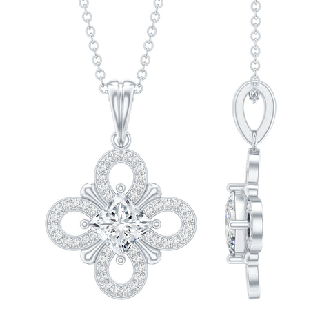 dailyjewelry-Wholesalekings-lab grown diamond floral inspired pendant necklace 925 sterling silver