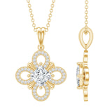 Lab Grown Diamond Floral Inspired Pendant Necklace 925 Sterling Silver