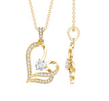 Lab Grown Diamond Heart Necklace 925 Sterling Silver