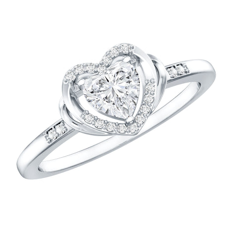 0.6 Carat Lab Grown Diamond Heart Promise Ring 925 Sterling Silver