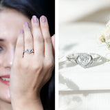 0.6 Carat Lab Grown Diamond Heart Promise Ring 925 Sterling Silver