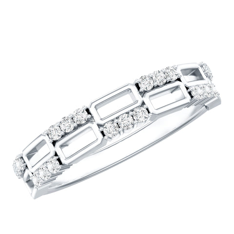 Lab Grown Diamond Contemporary Wedding Band 925 Sterling Silver