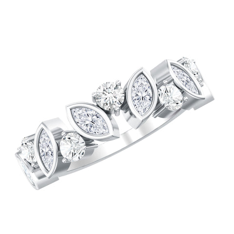 Lab Grown Diamond Half Eternity Anniversary Ring 925 Sterling Silver