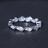 Marquise Cut Lab Grown Diamond Bezel Set Eternity Band 925 Sterling Silver