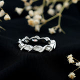 Marquise Cut Lab Grown Diamond Bezel Set Eternity Band 925 Sterling Silver
