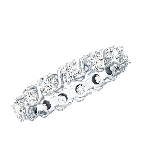 Round Shape Lab Grown Diamond Eternity Band 925 Sterling Silver