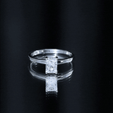 Emerald Cut Lab Grown Diamond Engagement Ring 925 Sterling Silver