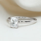 Emerald Cut Lab Grown Diamond Engagement Ring 925 Sterling Silver