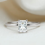 Emerald Cut Lab Grown Diamond Engagement Ring 925 Sterling Silver