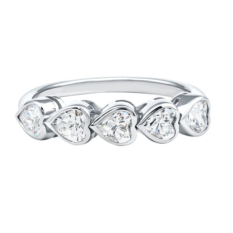 Bezel Set Lab Grown Diamond Heart Eternity Ring 925 Sterling Silver