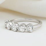 Bezel Set Lab Grown Diamond Heart Eternity Ring 925 Sterling Silver