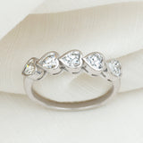 Bezel Set Lab Grown Diamond Heart Eternity Ring 925 Sterling Silver