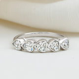 Bezel Set Lab Grown Diamond Heart Eternity Ring 925 Sterling Silver