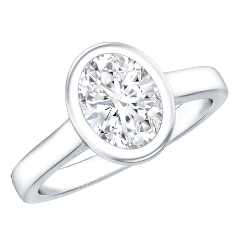 Lab Grown Diamond Bezel Set Engagement Ring 925 Sterling Silver