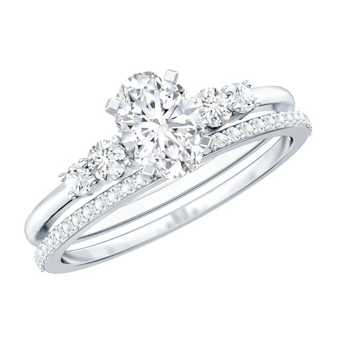 1.2 Carat Lab Grown Diamond Bridal Ring Set 925 Sterling Silver