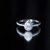 Lab Grown Diamond Teardrop Halo Engagement Ring 925 Sterling Silver
