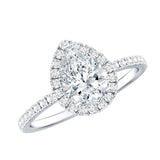 Lab Grown Diamond Teardrop Halo Engagement Ring 925 Sterling Silver