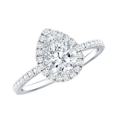 Lab Grown Diamond Teardrop Halo Engagement Ring 925 Sterling Silver