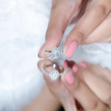 Lab Grown Diamond Teardrop Halo Engagement Ring 925 Sterling Silver