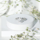 Lab Grown Diamond Teardrop Halo Engagement Ring 925 Sterling Silver