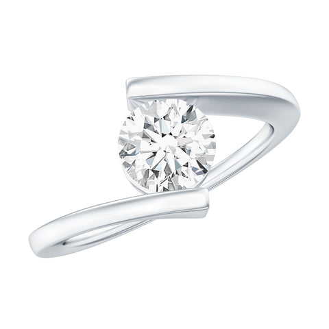 1 Carat Lab Grown Diamond Engagement Ring in Tension Setting 925 Sterling Silver