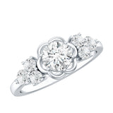 Lab Grown Diamond Flower Engagement Ring For Women 925 Sterling Silver