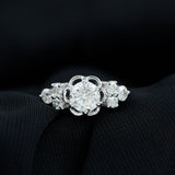 Lab Grown Diamond Flower Engagement Ring For Women 925 Sterling Silver