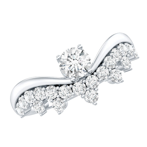 Lab Grown Diamond Curved Engagement Ring 925 Sterling Silver